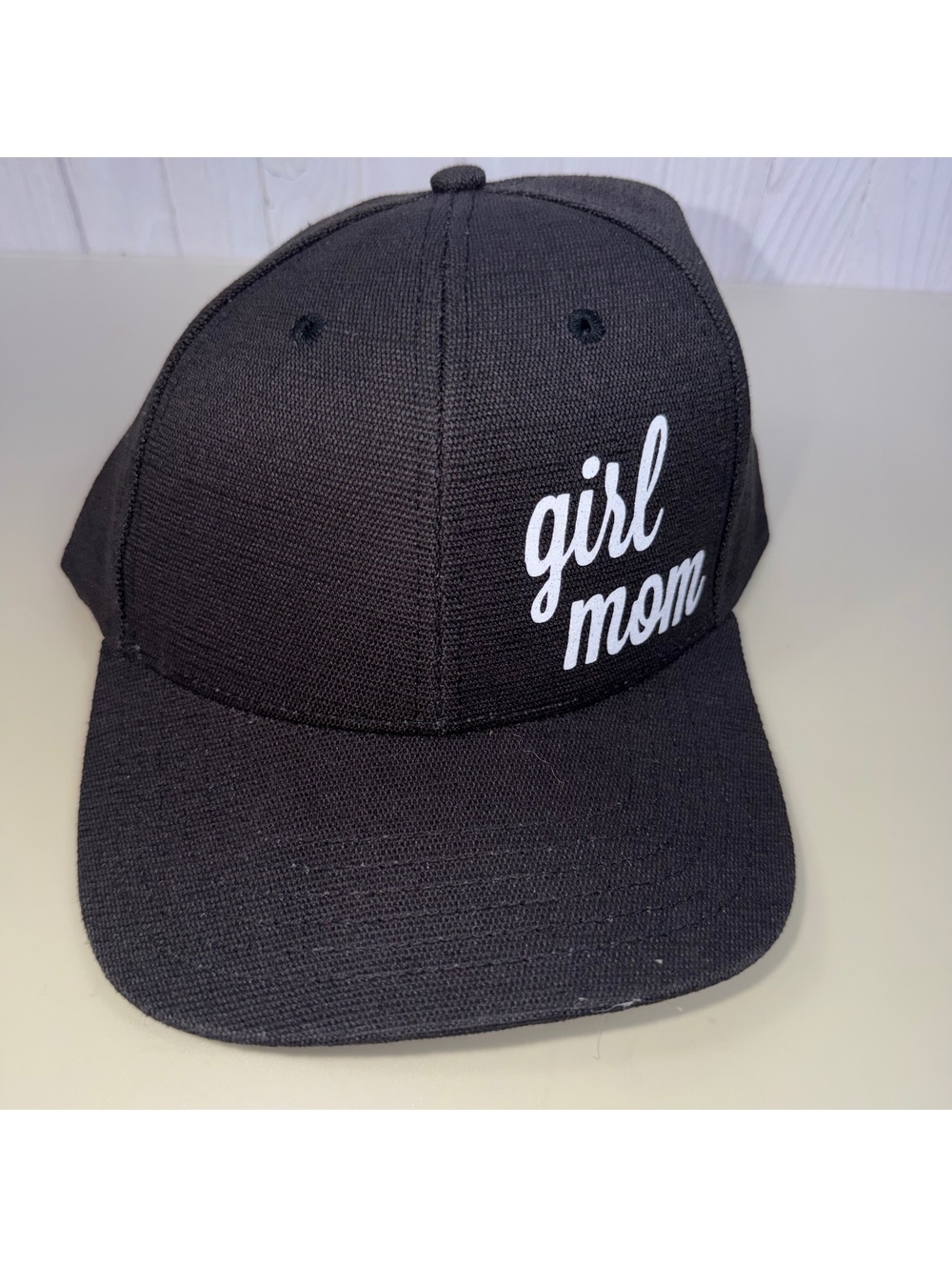 Hank Orange Girl Mom Black Snapback Baseball Hat White Script NWOT